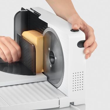 Нарізка для хліба, м'ясної нарізки або сиру, хліборізка з плавним регулюванням товщини різання, слайсер із захистом для пальців, біло-чорний, AS 3912