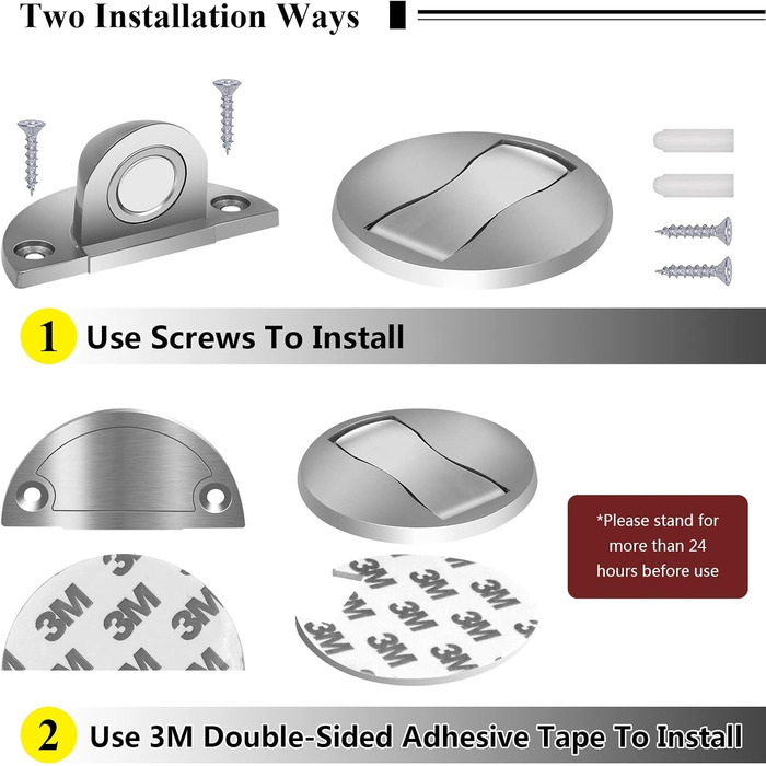 Магнітний дверний обмежувач, підлоговий магнітний дверний обмежувач з нержавіючої сталі, самоклеючий, виготовлений з матового ніке