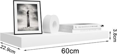 Настінні полиці WOLTU, набір з 4 предметів, настінна дошка, книжкова полиця, полиці для декоративних предметів, настінне сховище з МДФ дерева, підвісна полиця, білий колір, 60x22,9x3,8 см, RG9319ws-4 60x22,9x3,8 см білий