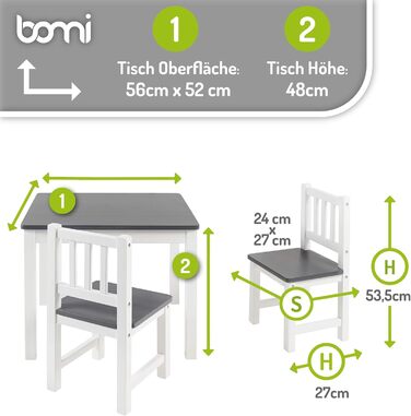 Дитячий дерев&39яний комплект сидіння Bomi Amy Дитячий стіл з 2 стільцями Комплект столу та стільців для дитячої кімнати Ігровий стіл Дитячий стіл для приміщень Дитячий стіл для мистецтва та ремесел Дитячі меблі Біло-сірий Біло-сірий 2 стільці 1 стіл