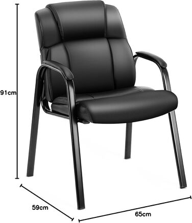 Крісла для рецепцій, крісла для відвідувачів конференцій, зручні робочі крісла, офісні крісла з високоякісною оббивкою та чохлом зі штучної шкіри, крісло для зали очікування з підлокітниками, м&39яке, комплект з , насичено-чорний колір, 1 упаковка