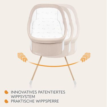 Дитяча колиска Lionelo Malin Evo, Дорожнє ліжечко для немовлят з матрацом, Дитяче дорожнє ліжечко, Дорожнє ліжечко, від 0 до 9 кг, Балдахін, Москітна сітка, Складана, Система гойдання, Регульоване положення лежачи, Швидке складання, Бежевий стандарт