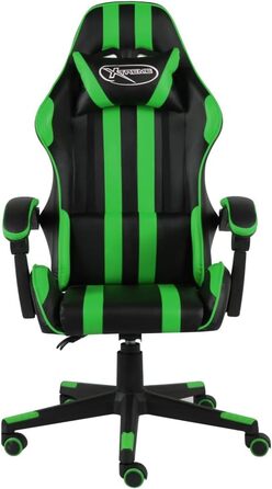 Геймерське крісло, чорно-зелена штучна шкіра