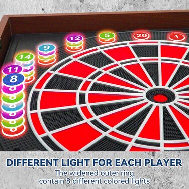 Електронна мішень для дартсу зі світлодіодним підсвічуванням, електричне цифрове табло для дорослих з корпусом з масиву дерева, підходить для стандарту YL