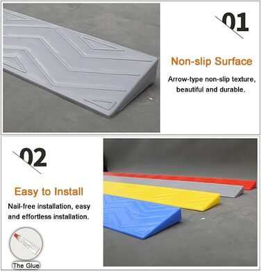 Портативний бордюрний пандус Yqyc, 100 × 12 × 5,5 см — легкий поріг для дверей, ванних кімнат, супермаркетів та гаражів (колір: чорний)