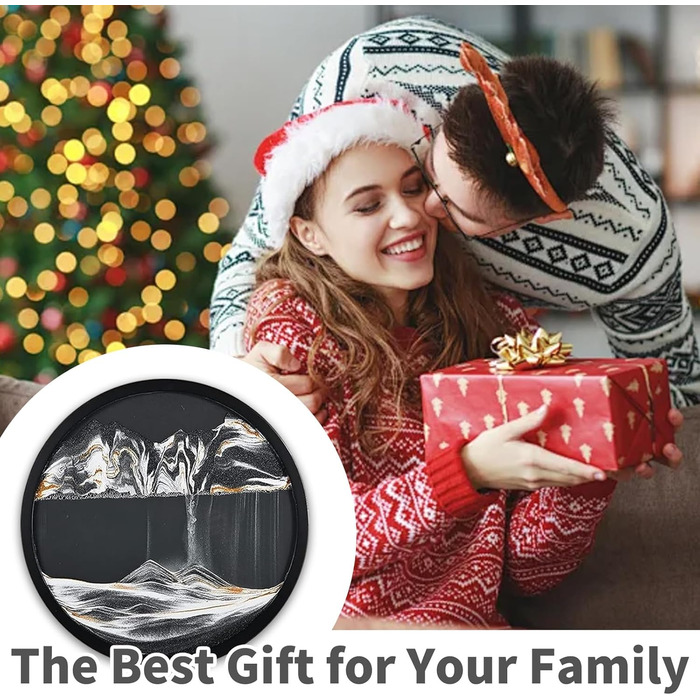 Піщані картини для обертання, 3D піщаний пейзаж, рухоме піщане мистецтво, кругле скло, рухоме зображення глибокого морського піску, рамка з плинним піском, настінна прикраса, вітальня, офіс, подарунки (чорно-білий 1, 60-60L x 60B см чорно-білий 1