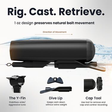 Підводна камера Westin Explore 28g - Рибальський аксесуар для лову коропа, камера для стежок з роздільною здатністю Full HD 1080p, водонепроникність до 200 м, яскраві кольори, час роботи від батареї 1 год 25 хв