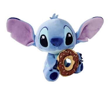 М'яка іграшка Disney Stitch з пончиком плюшевий Stitch з шоколадним пончиком та посипкою, улюблений герой Діснею для фанатів та дітей, блакитний, 25 см, від 0 років
