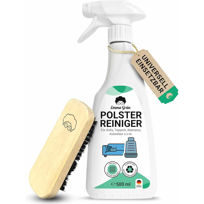 Засіб для чищення оббивки для диванів, диванів та автосидінь 500 мл включаючи щітку для оббивки - Sustainable & Anti Odor - Засіб