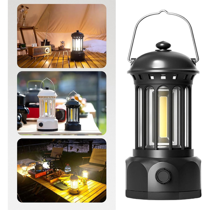 Регульований ретро-кемпінговий ліхтар, вдосконалене освітлення, портативний підвісний світильник, водостійкий, ідеально підходить для активного відпочинку. Ретро-кемпінговий ліхтар, білий.