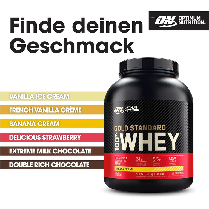 Протеїновий порошок Optimum Nutrition Gold Standard 100, Банановий крем, 2,28 кг