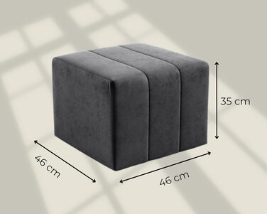 Пуф LIKMA, Табурет Брудний Рожевий 46x35x46 см, Оксамитове сидіння з 3D-ефектом, Пуф для ніг, Пуф-табурет, М&39який табурет, Сучасна лавка, Лавка для коридору, Пуф. Тканина Жасмин 61 Брудний Рожевий (Жасмин 61)