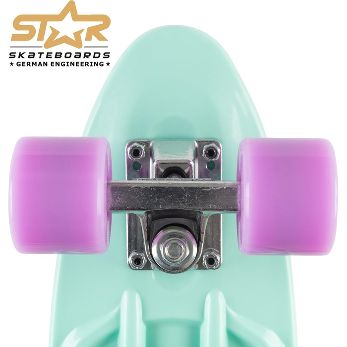 Скейтборд BIKESTAR Vintage Retro Cruiser 60 мм для дітей та дорослих, а також для початківців приблизно від 6-8 років М'ята та фіо