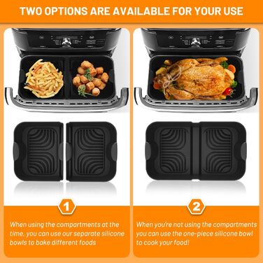 Аксесуари для фритюрниці VIRIECH 3 шт. для Ninja Foodi Flexdrawer AF500EU, двозонні аксесуари для фритюрниці, багаторазова силіконова форма для фритюрниці 3 в 1 для аксесуарів для фритюрниці Ninja
