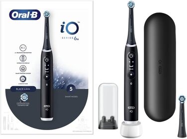 Електрична зубна щітка Oral-B iO 6N, чорна, Bluetooth, 2 щітки, 1 дорожній кейс