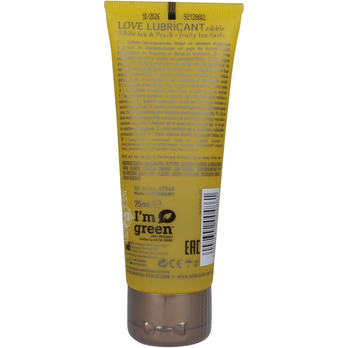 Харчовий лубрикант на водній основі SHIATSU з вишуканим смаком білого чаю та персика, побалуйте свої почуття, 75 мл 67040