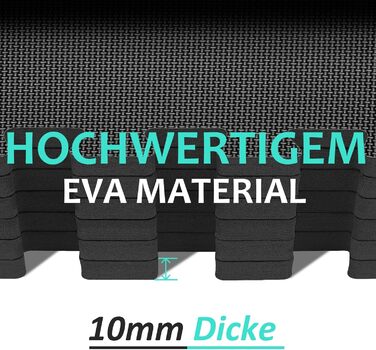 Захисний килимок для підлоги для фітнесу 331 см, килимок-головоломка 24/36/48, спортивний килимок з EVA, нековзний, килимок для підлоги для тренажерного залу та фітнес-обладнання 3,31 кв.м./36 килимків - чорний