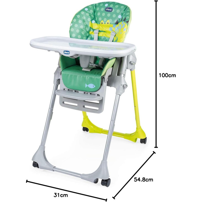 Стільчик для годування та дитяче сидіння з регульованою висотою та підставкою для ніг, 4 колеса, компактне закриття від 6 місяців