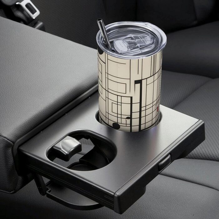 Кухоль з прямою трубочкою, лінії Баухауса, дорожній кухоль з принтом, підходить для кемпінгу, офісу та дому, 590 мл