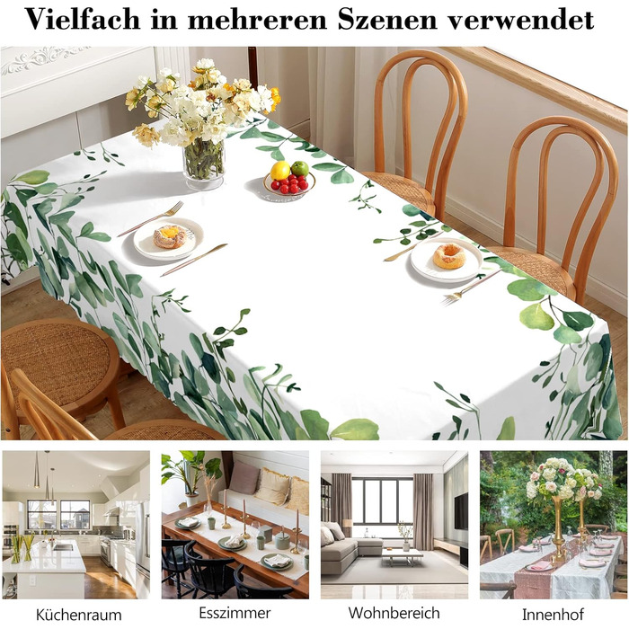 Скатертина Миється для Відкритого Евкаліпт Сад Скатертина Квадратна Погодостійка Квіткова Скатертина Водонепроникна Поліефірна Ска