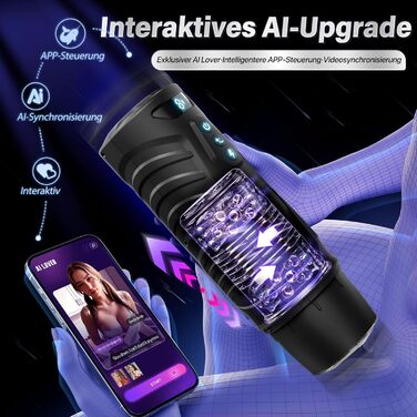 Мастурбатор Honeyexp для чоловіків, з AI-інтерактивом, 7 режимів, телескопічна функція та обертання
