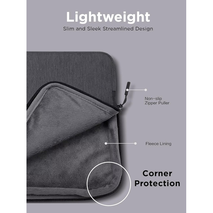 Сумка 14-дюймовий чохол для ноутбука Urban Sleeve (водовідштовхувальний), працює з Chromebook (WWCB), сірий, 14-дюймовий 14-дюймов