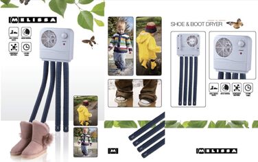 Електрична сушарка для взуття Melissa 16540010 з вентилятором і таймером для 2 пар взуття