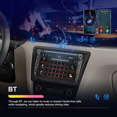 Автомагнітола Hikity для Golf 5 6 Passat Jetta Caddy Polo cc Tiguan EOS Touran T5 Scirocco Бездротове керування Carplay та Android Auto, 7-дюймовий сенсорний екран Android 2 ГБ 64 ГБ, Bluetooth, FM, DSP, RDS/Mirror Link 264 ГБ S1