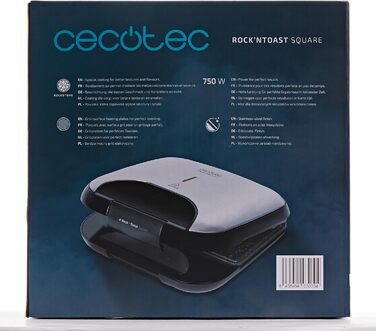 Бутербродниця з антипригарним покриттям, місткість на 2 сендвічі, поверхня гриля, ручка холодного дотику, кабельний ретривер, 750 Вт. 750 Вт Поверхня для гриля