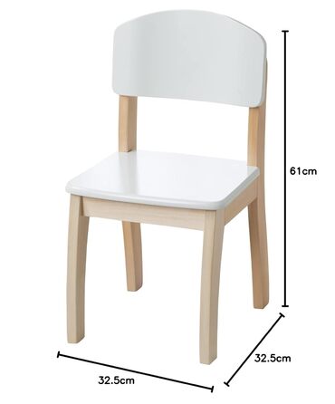 Дитячий стілець, стілець зі спинкою для дітей, біле лаковане дерево, 61,5 x 33 x 33,5 см, висота сидіння 31,5 см 50778WE природа /