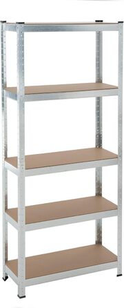 Безболтовий стелаж ESTEXO, стелажі для зберігання, 21 модель на вибір, надміцні стелажі, стелажі для підвалу, стелажі для майстерні, стелажі для робочого столу, гаражні стелажі (оцинкований / 170x75x30см / 350кг) 170x75x30см / 350кг оцинкований