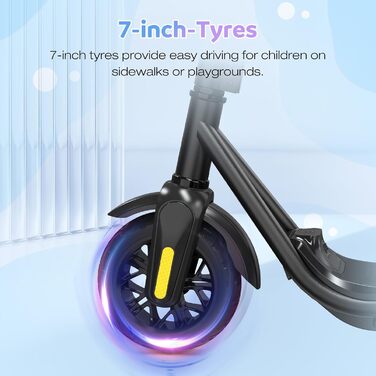 Електричний самокат EVERCROSS E6 для дітей, легкий 7-футовий електросамокат для 6-12 років, електросамокат із запасом ходу до 20 км та 7-кольоровими фарами, 3 режими швидкості (8, 12, 16 км/год), чорний