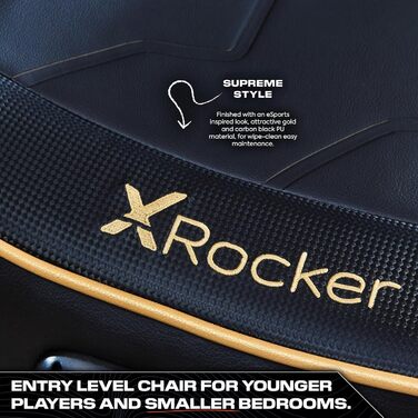 Дитяче ігрове крісло-гойдалка X Rocker Shadow 2.0 з аудіосистемою 2.0 - золотисте/чорне