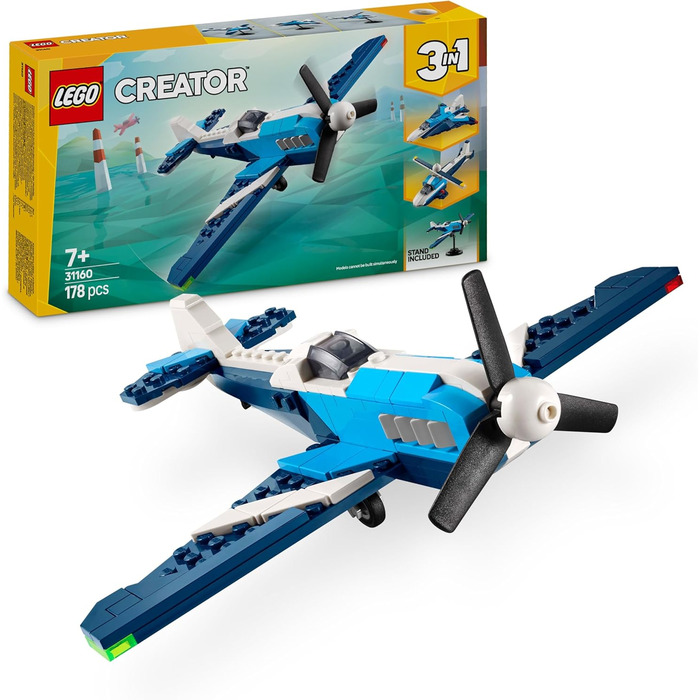Конструктор LEGO Creator 3-in-1 Aviator: Racing Plane Toy 31160, 178 деталей, літаки та гелікоптер