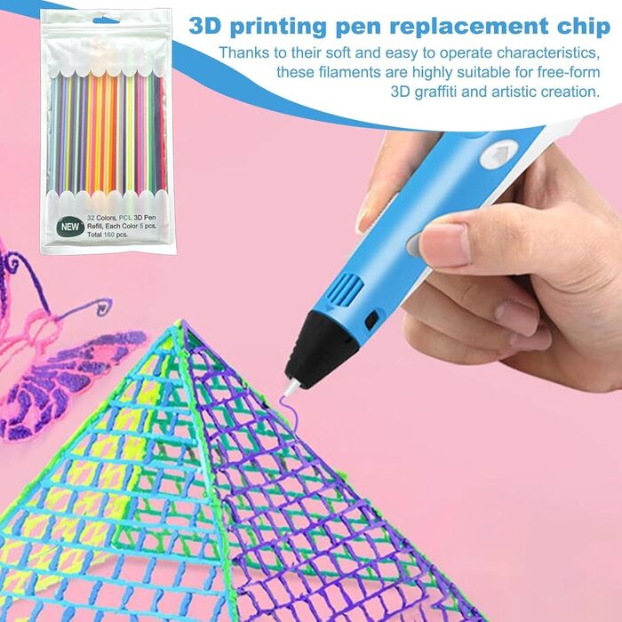 Заправки для нитки 3D-ручки, заправки для ручок 3-Doodler Pen 2,5 мм, 160 шт. Заправки для ручок для 3D-друку для дітей, заправки для 3-doodler Starter Pen для аксесуарів для 3-doodler Pen