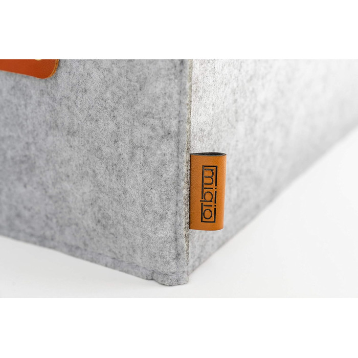 Фетровий ящик для зберігання Miqio Design зі шкіряною ручкою Високоякісний фетровий кошик Фетровий ящик з ручками з натуральної шкіри Кошик-поличка Світло-сірий Набір з 4 фетрових кошиків (325x15 см) Сірий меланж з елементами з натуральної шкіри