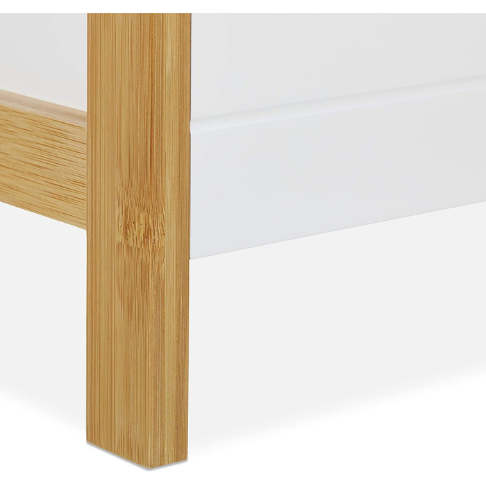 Полиця для ванної кімнати Relaxdays з 3 кошиками, окремостояча полиця з бамбука та МДФ, ВxШxГ 74,5 x 28 x 20 см, кухонна полиця, натуральний/білий колір, інженерна деревина