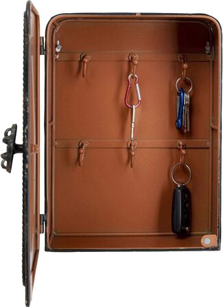 Сейф-скринька для ключів Kare Design, чорний, 324x13 см, шафа для зберігання, з 6 гачками, сталевий корпус, вінтажний, для вхідної зони