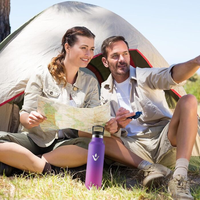 Пляшка для води з нержавіючої сталі 750 мл, термос без BPA, герметична двостінна ізольована пляшка, підходить для газованих напоїв, ізольована пляшка для фітнесу, школи, активного відпочинку, доросла 750 мл V-фіолетовий Fonc Rose Barbie