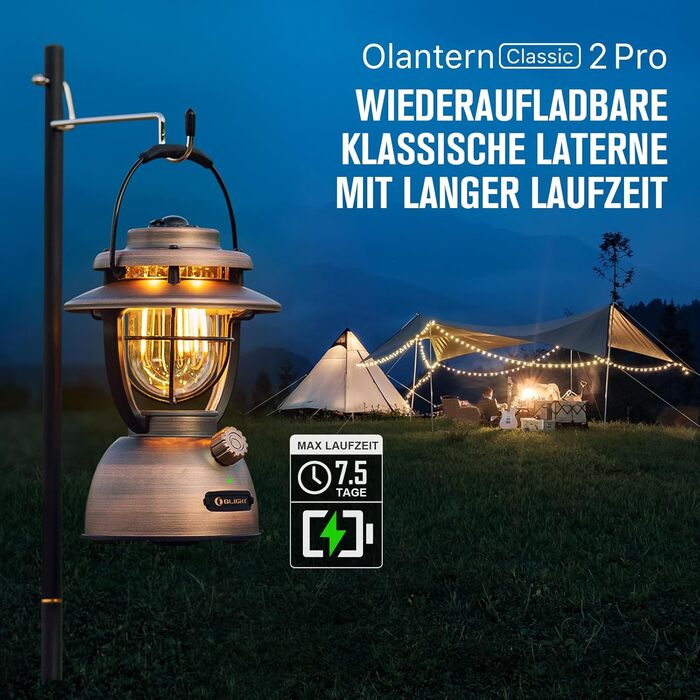 Лампа для кемпінгу OLIGHT Olantern Classic 2 Pro 300 LM, світлодіодний ліхтар у стилі ретро, безперервне затемнення, акумуляторна батарея USB, для кемпінгу, саду, відключень електроенергії, декорації на Хелловін, походів