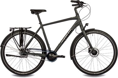 Чоловічий міський велосипед Airtracks 28 дюймів XXL, посилений, до 150 кг, міський велосипед CI.2880, втулка Shimano Nexus з 7 швидкостями та динамо - матово-чорний - розміри рами 56 см та 60 см - модельний рік 2026, 60 см (підходить для велосипедистів зр