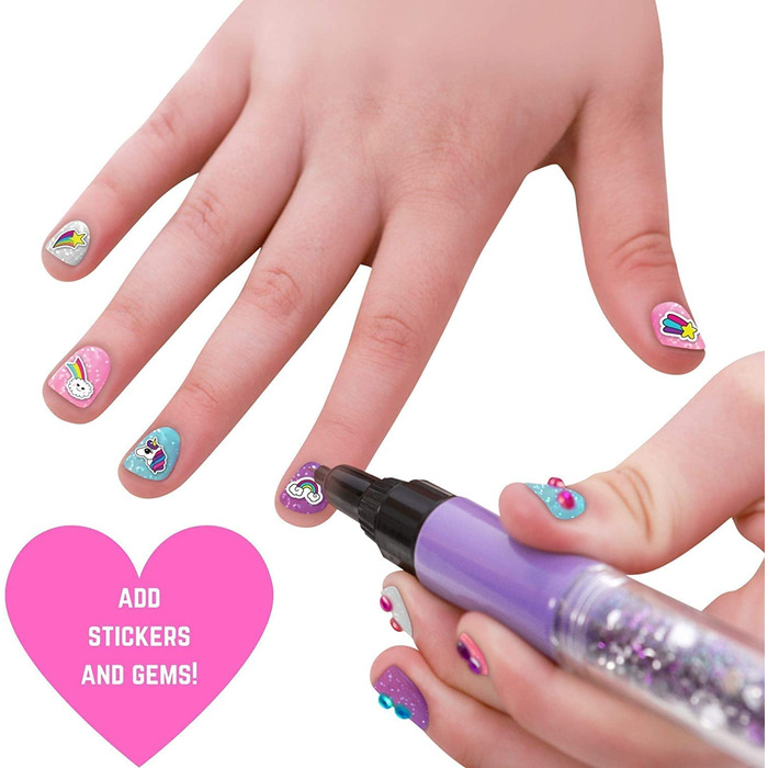 Подарунки для дівчаток GirlZone - Дитячий набір для студії нігтів "Єдиноріг" Набір для дизайну нігтів Дитячий набір лаків для нігтів Подарунковий набір для дітей віком 4-11 років Набір для дизайну нігтів "Єдиноріг"