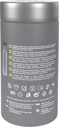 Презервативи ONE Vanish, гіпертонкі презервативи, веганські, без ГМО, з натурального каучукового латексу, 12 шт.