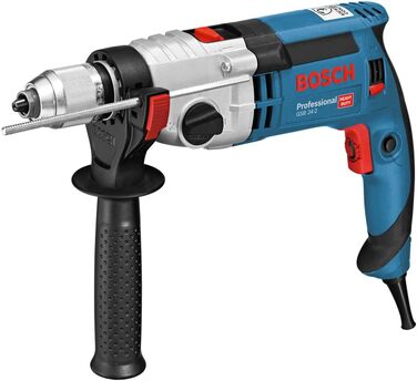 Ударний дриль Bosch Professional GSB 24-2 (потужність 1100 Вт, макс. крутний момент 40/14,5 Нм, вкл. швидкозатискний патрон, додат