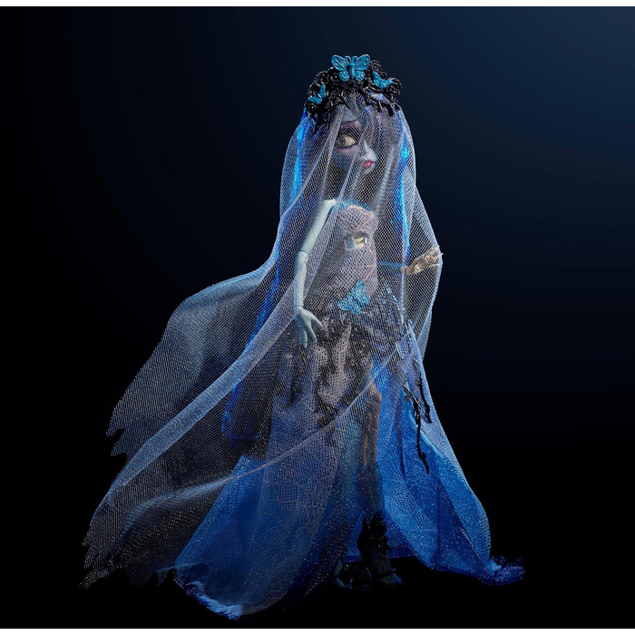 Лялька Monster High Skullector, колекційна фігурка Труп нареченої Емілі, весільна сукня в готичному стилі з павутиною та аксесуарами, такими як марлева вуаль та підставка для ляльки, JDR67