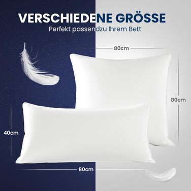 Пухова подушка DEITAS - 3-камерний дизайн для оптимальної підтримки шиї, м&39який та дихаючий чохол зі 100 бавовни, подушка для ліжка ідеально підходить для алергіків та дітей (Біла, 80x80 см ()) Біла 80x80 см ()