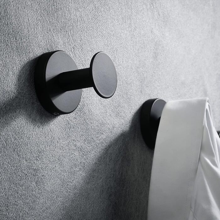 Настінні гачки для ванної кімнати, гачки для одягу, гачки для рушників, настінні, 4 шт., чорні аксесуари, надміцні, вішалка для капелюхів, вішалка для одягу, чорний, 9777B-4