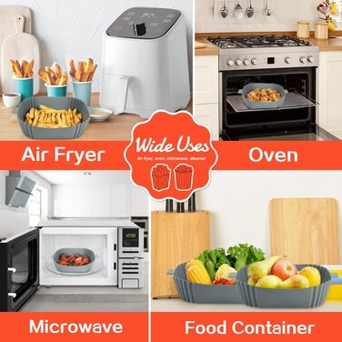 Силіконова форма для фритюрниці BYKITCHEN для фритюрниці Philips Essential 4.1 л/2000 series 4.2 л/Russell Hobbs 4 л, 3 шт., силіконова вставка для фритюрниці, аксесуари для форми для випічки для фритюрниці Cosori/Ninja Pro 4.7 л