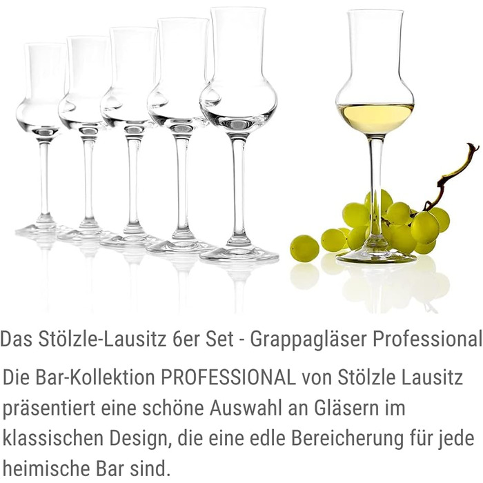 Келихи для граппи Stlzle Lausitz I набір з 6 келихів для граппи I чарки з ніжкою I високоякісні келихи для лікеру I 87 мл I можна