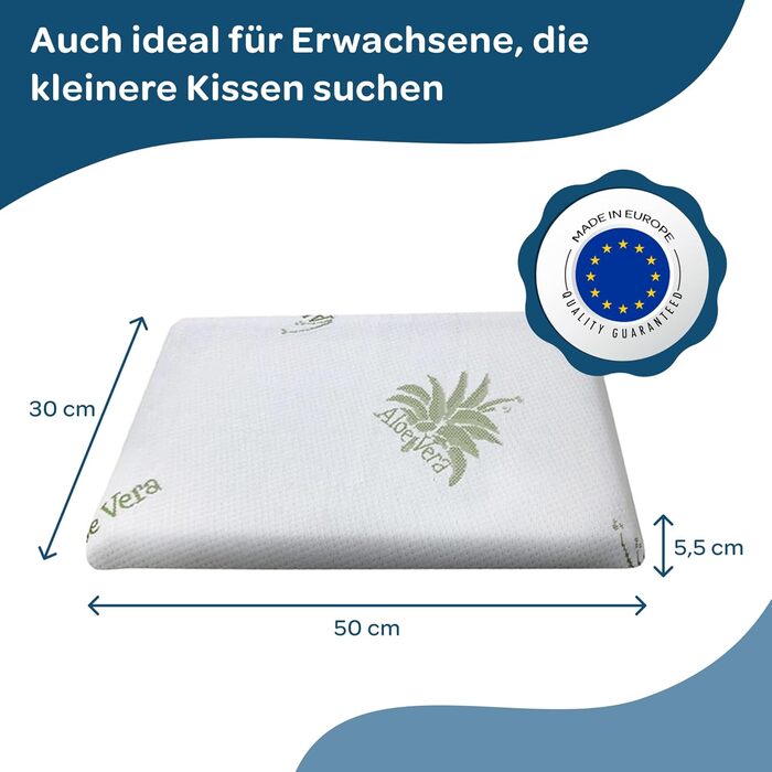 Дитяча подушка DOLCI SOGNI з піни з пам'яттю для дитячого ліжечка та ліжечка, дитяча подушка зі знімним чохлом з алое, дитяча поду